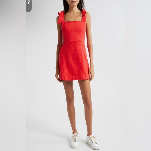 Alice + Olivia Maryann Tie Shoulder Denim Minidress size 0 $330